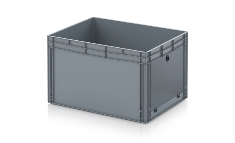 AUER Packaging Skladové otevřené přepravky V euroformátu s průhlednou deskou z akrylového skla EG SKS 86/52 HG